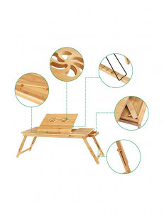 Masuta pentru laptop, Songmics, Natural, LLD004, Bambus, 72 x 29 x 35 cm - Img 5