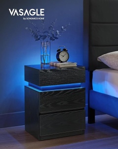 Noptiera cu LED Vasagle Negru 40x35x55 cm - Img 4