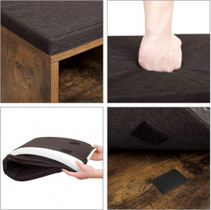 Pantofar bancuta hol cufar cu depozitare, Vasagle, Maro, 104x30x48 cm - Img 4