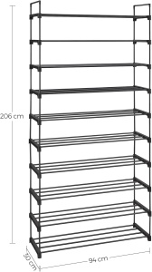 Pantofar modular Negru Songmics 92x30x194 cm - Img 2