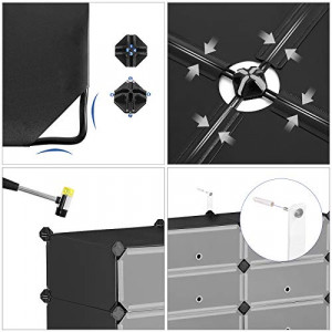 Pantofar set 12 cutii din plastic pentru depozitare, Songmics, Negru, 83x31x105 cm - Img 4