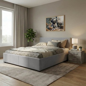 Pat dublu cu spatiu de depozitare 160x200 cm Norse 20750 Gri mat