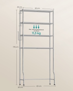 Raft baie WC Songmics Gri 83x30x179 cm - Img 5