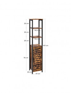 Raft depozitare, Vasagle, Maro Rustic, LSC37BX, 37 x 30 x 167 cm - Img 5