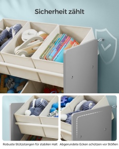 Raft pentru depozitare jucarii Songmics Gri 62.5x29.5x60 cm - Img 4