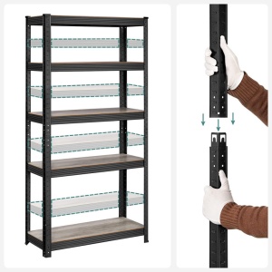 Raft Songmics, 5 rafturi, 30 x 75 x 150 cm, Black, GLR030B11 - Img 4