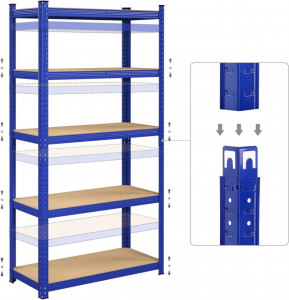 Raft Songmics, 5 rafturi, 40 x 90 x 180 cm, Blue, GLR040Q01 - Img 2