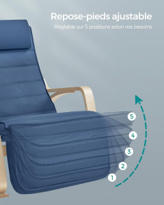 Scaun balansoar, Songmics, Albastru, 121.5x67x84 cm - Img 6