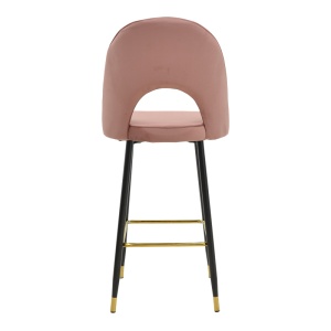 Scaun bar Casenio catifea mar rotteng negru si baza metalica aurie 48x50x117 cm - Img 5