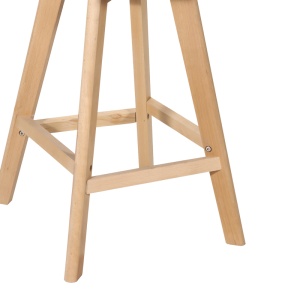 Scaun bar Gaston negru plastic PP si piele ecologica PU cu picioare din lemn natural 56x48.5x104 cm - Img 5