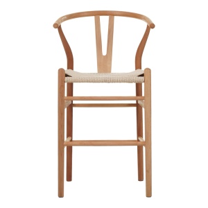 Scaun bar Wishbone din lemn de cauciuc si franghie in nuanta naturala 55x49x108 cm - Img 4