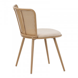 Scaun Daniele plastic ratan bej - material textil bej - metal culoare lemn natural 46.5x57.5x77.5cm - Img 2