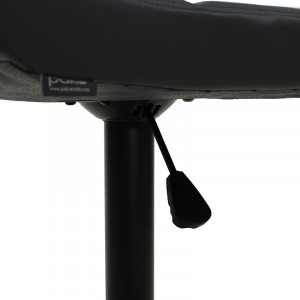 Scaun de bar Coozy reglabil pe inaltime stil capitonat metal negru mat cu piele ecologica pe negru - Img 7