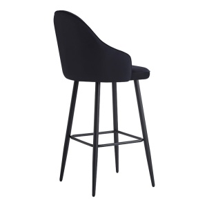 Scaun de bar Velvi, Pako World, Catifea neagra, 46x45x113 cm - Img 6