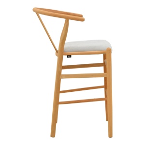 Scaun de bar Wishbone, Gri, 51x60x95 cm - Img 4