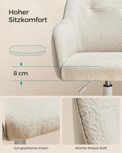 Scaun de birou boucle Cappuccino Songmics 60.8x58x96 cm - Img 6