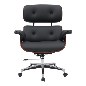Scaun de birou Kobane negru piele ecologica PU cu baza din crom 84x75x113.5 cm - Img 4