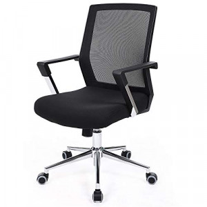 Scaun de birou, Songmics, Negru, 61x55x(92-102) cm - Img 2