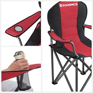 Scaun de camping, Songmics, Negru-Rosu, 92x57x104 cm - Img 3