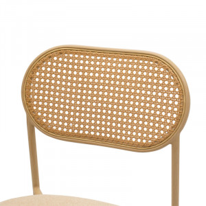 Scaun James plastic material textil ratan bej - metal culoare lemn natural - Img 6
