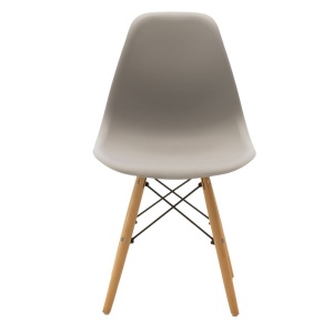 Scaun Julita plastic gri - picior culoare lemn natural 46x50x82cm - Img 4