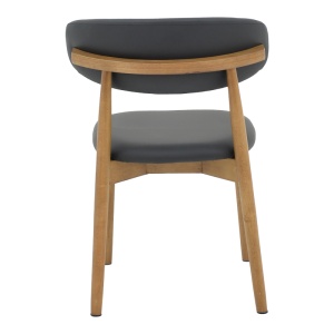 Scaun Ubene din lemn de cauciuc si piele ecologica PU in nuanta nuc si negru 46x58x79 cm - Img 5