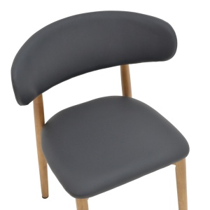Scaun Ubene din lemn de cauciuc si piele ecologica PU in nuanta nuc si negru 46x58x79 cm - Img 7
