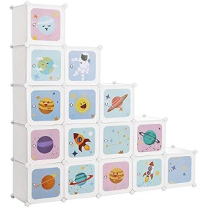 Set 15 cuburi modulare din plastic pentru depozitare, Songmics, Alb, 123x31x123 cm - Img 2