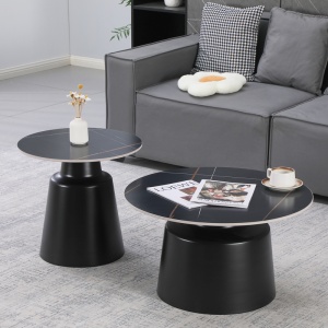 Set 2 buc. masute de cafea, Dualis, Negru, 70x70x48.5 cm