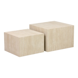 Set 2 bucati Masuta auxiliara, Coffina, Travertin, 58x58x40 cm - Img 2