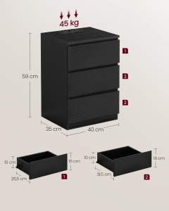 Set 2 noptiere Negru Vasagle 40x35x59 cm - Img 8
