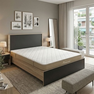 Set 2 piese Cadru de pat si Saltea Athos-Nemesis, Gri antracit, 206.5x170x96 cm
