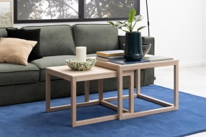 Set 2 piese Masute de cafea Cornus, Alb, 50x70x70 cm - Img 2