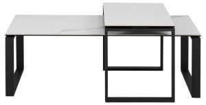Set 2 piese Masute de cafea Katrine, Alb, 45x115x69 cm - Img 4