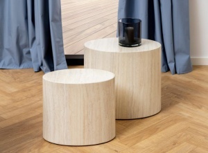 Set 2 piese Masute de cafea Mice, Bej, 40x33x48 cm - Img 2