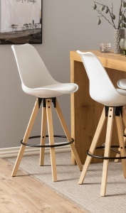Set 2 piese Scaune de bar Dima, Alb, 111.5x48.5x55 cm - Img 3