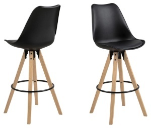Set 2 piese Scaune de bar Dima, Negru, 111.5x48.5x55 cm - Img 3