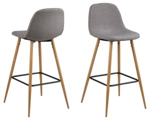 Set 2 piese Scaune de bar Wilma V3, Gri, 101x46.6x51 cm - Img 2