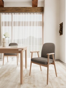 Set 2 piese Scaune dining Calvin, Gri, 88x55x60 cm