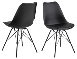 Set 2 piese Scaune dining Eris, Negru, 85.5x48.5x54 cm - Img 3