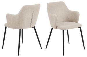 Set 2 piese Scaune dining Ilsa, Bej, 84.5x54.5x60 cm - Img 4
