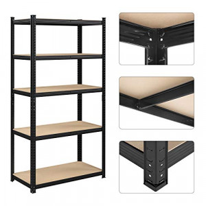 Set 2 rafturi metalice, Songmics, Negru, 200x100x50 - Img 6