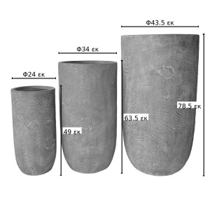 Set 3 buc. ghivece decorative, Retaila, Gri, 43.5x43.5x78.5 cm - Img 2