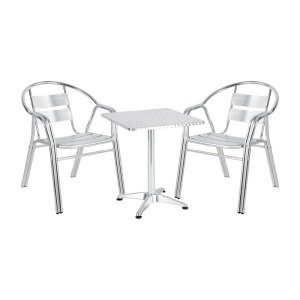 Set 3 buc masă și scaune de grădină Zircu-Lazo II Argintiu 60x60x70 cm