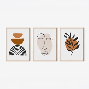 Set 3 buc. tablouri cu rama, Dremfia, Multicolor, 33x1.5x48 cm