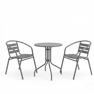 Set 3 bucati masa si scaune gradina, Vergo Tade, Antracit, 60x60x70 cm - Img 2