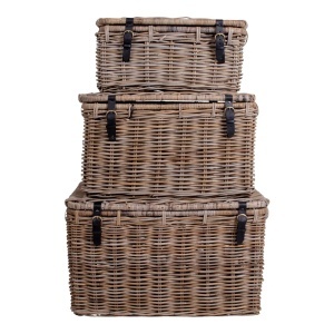 Set 3 piese Cufere depozitare Depok, Gri, 81x51x48 cm