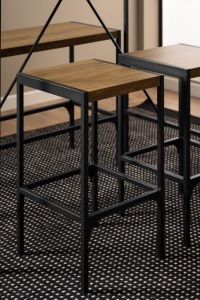 Set 4 piese Masa de bar cu banca si scaune Bahamas, Natural, 105x120x60 cm - Img 2