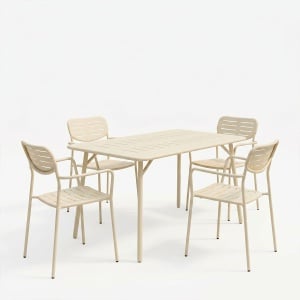 Set 5 masa si scaune gradina, Moraja, Crem, 80x140x72 cm - Img 2