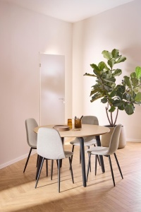 Set 5 piese Masa dining si Scaune Cadiz V1, Natural, 75x120x120 cm